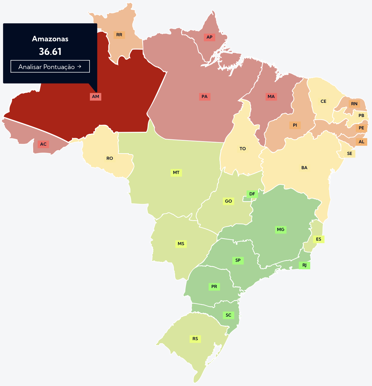 Mapa com estado selecionado